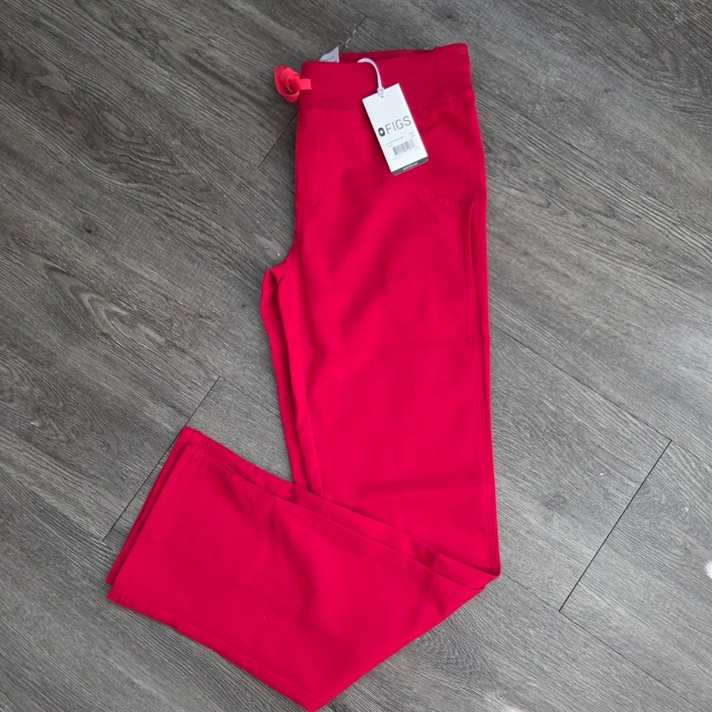 New FIGS Kade Cargo Pants Women XXS Red Scrub Bottoms T21004 Drawstring Straight